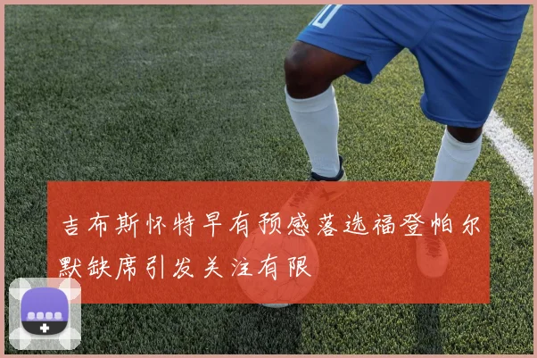 吉布斯怀特早有预感落选福登帕尔默缺席引发关注有限